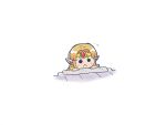  1girl :&lt; bangs black_eyes blonde_hair blush_stickers chibi circlet closed_mouth halftone highres notice_lines parted_bangs peeking_out pointy_ears princess_zelda rariatto_(ganguri) simple_background solo super_smash_bros. the_legend_of_zelda the_legend_of_zelda:_a_link_between_worlds upper_body v-shaped_eyebrows white_background 