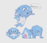  anthro biped blue_body dialogue ejaculation erection fizz_(lol) genitals grey_background hi_res korean_text league_of_legends male penis ramssa riot_games short_tail simple_background solo speech_bubble tail tencent text white_body yordle 