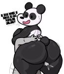  2024 anthro big_butt bodily_fluids butt cartoon_network dialogue digital_drawing_(artwork) digital_media_(artwork) duo ejaculation embrace embracing_another erection grey_body hi_res human lewdewott male mammal open_mouth panda_(we_bare_bears) rear_view scut_tail short_tail simple_background size_difference standing sweat sweatdrop tail thick_thighs we_bare_bears white_background 