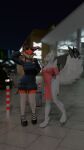  3d_(artwork) 9:16 absurd_res amaterasu_(okami) anthro blender_(software) blender_cycles bmw bmw_m3 bokeh canid canine canis capcom car cat_lingerie city clothing digital_media_(artwork) dress duo ear_piercing female floor fluffy fluffy_tail footwear fox foxxy_vixen foxy_(original) hi_res high_heels legwear lingerie mall mammal night okami_(capcom) parking_lot piercing pinup pose sidewalk store straps tail tattoo tile tile_floor vehicle wolf 