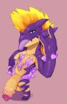  alternative_fashion amped_toxtricity anthro balls big_balls big_penis blonde_hair feet generation_8_pokemon genitals hair hand_on_hip littlerager looking_at_viewer male mohawk navel nintendo penis pokemon pokemon_(species) punk purple_body solo thick_penis tongue toxtricity 