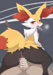 anthro balls biped black_body blush braixen breasts censor_bar duo erection female fur generation_6_pokemon genitals hi_res human inner_ear_fluff lolobot looking_back male male/female mammal nintendo open_mouth orange_body orange_fur penetration penile penile_penetration penis pokemon pokemon_(species) pupils pussy rear_view sex slit_pupils small_breasts tail tuft vaginal vaginal_penetration white_body white_fur yellow_body yellow_fur