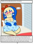  absurd_res anthro bed blush bow_ribbon clothed clothing dialogue female furniture generation_3_pokemon heart_eyes heart_symbol hi_res long_ears minun nintendo peach_(rodent_powered) pillow pokemon pokemon_(species) pregnant pregnant_female rodent_powered_(softestpuffss) softestpuffss solo text 