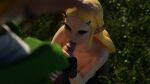  1boy 1girl 3d absurdres blonde_hair blue_eyes breasts day fellatio hetero highres large_breasts non-web_source oral outdoors penis princess_zelda solo_focus the_legend_of_zelda the_legend_of_zelda:_breath_of_the_wild the_legend_of_zelda:_ocarina_of_time wet 
