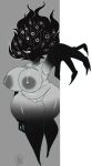  2024 areola awwkward_bean belly big_breasts black_arms black_face black_hands black_legs breasts digital_media_(artwork) female genitals grey_areola grey_background grey_breasts grey_nipples hi_res huge_breasts humanoid long_fingers monster monstrous_humanoid multi_eye nipples pussy sharp_fingers signature simple_background slightly_chubby slightly_chubby_female solo standing the_visitor_(ze_blackball.d) wall_(structure) 