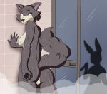 anthro anus bathing beastars bedroom_eyes breasts butt canid canine canis doggyshel duo female flirting_look fur genitals glancing_back haru_(beastars) hi_res imminent_death juno_(beastars) knife lagomorph leporid mammal mistaken_identity narrowed_eyes nude presenting presenting_anus psycho_(movie) pussy rabbit seductive shower silhouette smile smirk steam tail unaware wet wet_body wet_fur wolf