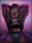  anthro armpit_hair body_hair clothing echo_(game) echo_(series) echo_project hi_res horrorbuns looking_at_viewer male mammal mustelid otter skull_and_crossbones solo sydney_bronson underwear 