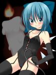  bdsm blue_hair blush cirno collar dominatrix flat_chest non-web_source oniku_(shimofuri-ke) smug solo touhou whip 
