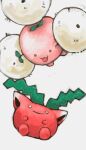  :3 :d alternate_color closed_mouth cotton_ball english_commentary hoppip jumpluff leaf looking_at_another no_humans open_mouth pink_eyes pokemon pokemon_(creature) sailorclef shiny_pokemon simple_background smile solid_circle_eyes white_background yellow_eyes 