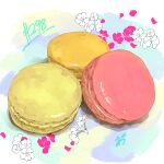  absurdres artist_name floral_background food food_focus highres macaron no_humans original pastry takisou_sou 