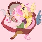  1:1 chimera discord_(mlp) draconequus dragon duo embrace equid equine female feral fluttershy_(mlp) friendship_is_magic fur hasbro hexecat hi_res horse hug hybrid male male/female mammal multicolored_body multicolored_fur my_little_pony pegasus pony smile wings yellow_body yellow_fur 