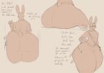  anthro big_butt butt butt_crush duo hi_res lagomorph leporid lying male male/male mammal on_back on_butt pumpkin_(talidrawing) rabbit sketch talidrawing text 