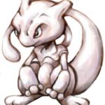  black_eyes bright_pupils closed_mouth english_commentary mewtwo no_humans pokemon pokemon_(creature) sailorclef smile solo tail_raised white_pupils white_tail 