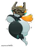  armor big_breasts big_butt breasts butt female fused_shadow hair headgear helmet hi_res huge_breasts huge_butt humanoid hyperflannel imp looking_at_viewer looking_back midna multicolored_body nintendo one_eye_obstructed orange_hair red_eyes side_boob smile solo the_legend_of_zelda thick_thighs twili twilight_princess two_tone_body wide_hips yellow_sclera 