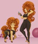  abs adagio_dazzle_(eg) big_hair cellphone equestria_girls equid equine female hair hasbro hi_res hooves horn human mammal muscular muscular_female my_little_pony nire orange_hair phone smartphone unicorn wristband 