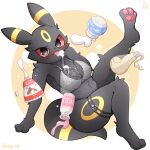  anthro black_body blush breasts clothed clothing eeveelution feet female generation_2_pokemon hinata_sakamoto looking_at_viewer nintendo open_mouth pokemon pokemon_(species) pokemorph red_eyes solo thick_thighs tongue tongue_out umbreon 