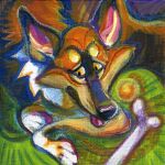  acrylic_painting_(artwork) big_ears black_nose black_pupils blonde_eyebrows bone brown_body brown_fur canid canine canis eyebrows feral food freckles fur golden_jackal happy jackal long_ears looking_aside looking_away low_res male mammal multicolored_body multicolored_fur nude painting_(artwork) pink_ears pupils relaxing resting skulldog smile solo tabaqui the_jungle_book thick_eyebrows tongue traditional_media_(artwork) white_body white_fur yellow_body yellow_ears yellow_eyes yellow_fur 