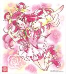  1girl bangs blush butterfly_brooch butterfly_earrings cure_dream earrings fingerless_gloves gloves hair_rings highres jewelry long_hair magical_girl official_art open_mouth pink_footwear pink_hair pink_theme precure purple_eyes smile solo third-party_source two_side_up yes!_precure_5 yes!_precure_5_gogo! yumehara_nozomi 