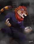  absurd_res anthro chuurow clothing felid fur hair hi_res jacket leather leather_clothing leather_jacket leather_topwear lifewonders male mammal muscular muscular_anthro muscular_male nomad_(tas) pantherine red_hair scarf solo striped_body striped_fur stripes tiger tokyo_afterschool_summoners topwear 