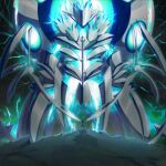  1boy absurdres alien arachnid bug character_request daybit_sem_void eldritch_abomination extra_arms fate/grand_order fate_(series) fire giant giant_monster glowing highres kaijuu monster no_eyes qi_huang_qin spider tsukihime 