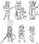  anthro ariane_jones_(cimar_wildehopps) bad_guy_cafe black_and_white canid canine canis cathleen_velvetpaw duo dwight_fries eileen_(sapperjoe) felicitas_(shevron) felid female fox hi_res human hybrid lagomorph leporid male mammal mick_fries monochrome pantherine rabbit rohan_(jojophoenix) shevron sketch solo wolf ziegelzeig 