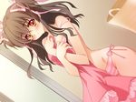  1girl blush bra carnelian game_cg indoors lingerie panties solo underwear 