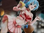  basket blue_hair breasts cleavage kurono_kurumu kuruno_kurumu large_breasts miniskirt rosario+vampire short_hair skirt smile tissue 