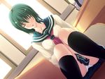  1girl blush game_cg indoors open_mouth panties school_uniform seifuku solo underwear 