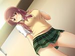  1girl blush game_cg indoors panties school_uniform seifuku skirt solo underwear 