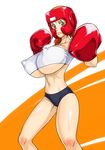  boxer boxing_gloves breasts cameltoe character_request erect_nipples frown huge_breasts nami nami_(one_piece) nipples one_piece puffy_nipples short_hair sunahara_wataru 