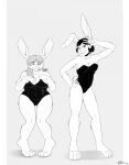  2020 accessory anthro barefoot belly big_breasts black_hair breasts buckteeth bunny_costume chubby_anthro chubby_female cleavage clenched_teeth clothed clothing costume cotton_tail crossgender duo ears_up feet female flower flower_in_hair fur hair hair_accessory half-closed_eyes hand_on_hip hi_res jimfoxx josh_sharp lagomorph leporid looking_at_viewer looking_down mammal narrowed_eyes overweight overweight_anthro overweight_female paws plant pose rabbit signature slightly_chubby smile smiling_at_viewer teeth tiptoes transformation white_body white_fur youngmee_song 