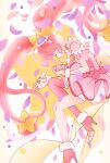  bangs blunt_bangs boots choker closed_eyes commentary_request cure_star high_heels highres hoshina_hikaru long_hair magical_girl petals pink_choker pink_footwear pink_hair planet_hair_ornament pouch precure single_thigh_boot star_(symbol) star_choker star_twinkle_precure strawberrylove2525 thigh_boots very_long_hair 