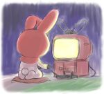  1girl animal_ears controller game_console heika_(heikahp) holding holding_controller my_melody onegai_my_melody pillow playing_games rabbit rabbit_ears sanrio solo television video_game 