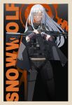  1girl absurdres ak-12_(girls&#039;_frontline) assault_rifle bangs blood blood_on_clothes blood_on_face closed_eyes facing_viewer girls&#039;_frontline grey_hair gun highres injury long_hair regenerate-x rifle solo weapon 