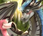  absurd_res anthro avian bird dragon duo flamingo hi_res issac_(potatoflamingo) kair male male/male saru-mars vore 