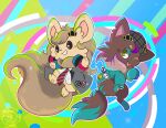  ambiguous_gender brown_body brown_fur cinccino cosplay duo elizabeth_(disambiguation) fan_character feral fluffy fluffy_tail fur generation_5_pokemon grey_body grey_fur hi_res lily_(disambiguation) nintendo ouroborotter pokemon pokemon_(species) tail wacca zorua 