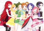  6+girls ahoge ayase_naru bangs black_hair blonde_hair blue_eyes blunt_ends bow chinese_clothes choker closed_eyes collared_shirt coma_(fginiy) crop_top double_bun dress dress_bow flower fukuhara_ann fur-trimmed_dress fur_armlet fur_trim gloves green_eyes green_hair grin hair_bun hair_ornament hairclip hand_on_another&#039;s_arm hand_on_another&#039;s_back hand_on_another&#039;s_hip hood hoodie jewelry layered_dress long_hair looking_at_viewer low_twintails midriff morizono_wakana multicolored_hair multiple_girls navel one_eye_closed open_mouth orange_hair pantyhose parted_bangs pendant pink_hair pretty_(series) pretty_rhythm pretty_rhythm_rainbow_live puffy_short_sleeves puffy_sleeves purple_eyes purple_hair red_hair renjouji_beru rinne_(pretty_rhythm) rose shirt short_bangs short_hair short_sleeves shorts side_ponytail single_hair_ring skirt sleeveless sleeveless_dress sleeveless_shirt smile streaked_hair suzuno_ito takanashi_otoha thighhighs twintails two-tone_hair very_long_hair wrist_cuffs 