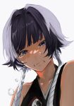  1girl bangs bare_shoulders black_hair bleach blue_eyes blunt_bangs close-up crying crying_with_eyes_open eyelashes highres short_hair sleeveless solo sui-feng tears ui_1231 white_background 