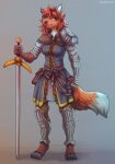  2023 5_fingers 5_toes anthro breasts canid canine clothed clothing digital_media_(artwork) eyebrows eyelashes feet female fingers fox fur grey_background hair hi_res mammal orange_body orange_fur red_hair redcreator simple_background toes yellow_eyes 