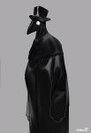  2023 ambiguous_gender animal_mask beak_mask bebebebebe biped black_clothing black_hat black_headwear black_mask clothing digital_media_(artwork) grey_background hat headgear headwear hi_res humanoid mask plague_doctor simple_background solo standing top_hat 