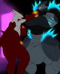  anthro balls big_balls duo female generation_2_pokemon generation_3_pokemon genitals glowing glowing_eyes glowing_hands hi_res latias legendary_pokemon male male/female muscular muscular_male nevan_nedall_(colorist) nintendo pokemon pokemon_(species) size_difference thelionfish typhlosion 