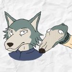  annaengine anthro beastars canid canine canis clothed clothing digital_drawing_(artwork) digital_media_(artwork) footwear fur grey_body grey_fur hi_res humor legoshi_(beastars) looking_at_viewer male mammal meme simple_background sock_puppet socks solo wolf 