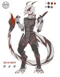  alanisawolf777 anthro clothed clothing countershading digital_media_(artwork) fur fur_markings hi_res horn male markings melee_weapon simple_background solo tongue unknown_species weapon 