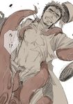  1boy axis_powers_hetalia blush clenched_teeth hat male male_focus monster muscle nipples octopus octopus_tentacles open_clothes open_fly open_shirt rape restrained shirt struggling teeth tentacles_on_male torn_clothes turkey_(hetalia) undressing unzipped 