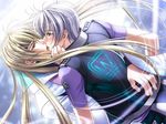  blonde_hair kiss long_hair ragsiel silver_chaos silver_hair takatsuki_noboru vividcolor yaoi yuuri_mimori 