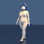  2019 3d_(artwork) 4_toes 5_fingers alon alonwoof animated anthro areola barefoot belly_jiggle big_breasts black_claws black_nails black_nose black_pawpads blinking blue_hair blue_tail bouncing_breasts breast_jiggle breasts canid canine canis casual_nudity claws cleft_of_venus collar colored_nails digital_media_(artwork) ear_wiggle eyebrows eyelashes female fluffy fluffy_tail fur green_eyes grey_areola grey_background grey_nipples hair humanoid_hands humanoid_pussy jiggle long_hair mammal naked_collar navel nipples nude overweight overweight_female pawpads paws pussy reflection scar simple_background slightly_chubby smile snout solo standing tailwag toes video_games walking white_fur wide_hips wolf 