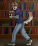  anthro arcanaloth book canid canine canis character coyote digital_media_(artwork) dungeons_and_dragons furry hasbro hi_res invalid_tag library male mammal pose solo wizards_of_the_coast 