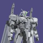  blue_background bmwsb0 clenched_hands glowing glowing_eyes gundam gundam_sentinel highres mecha mobile_suit no_humans robot science_fiction simple_background upper_body v-fin zeta_plus zeta_plus_c1 