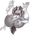  absurd_res anthro big_ears blush bodily_fluids breasts butt digital_media_(artwork) female fur fycroh genitals hair hi_res humanoid looking_at_viewer mammal neck_tuft nipples nude nyx_(the_bat) pussy simple_background smile solo thick_thighs tuft 