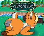  anal anal_penetration animal_crossing antelope anthro anus ass_up beau_(animal_crossing) bovid butt clothed clothing deer duo english_text eyes_closed fur genitals girly hi_res hooves horn jhussethy looking_pleasured lying male male/male mammal nintendo orange_body orange_fur penetration penis sex text 